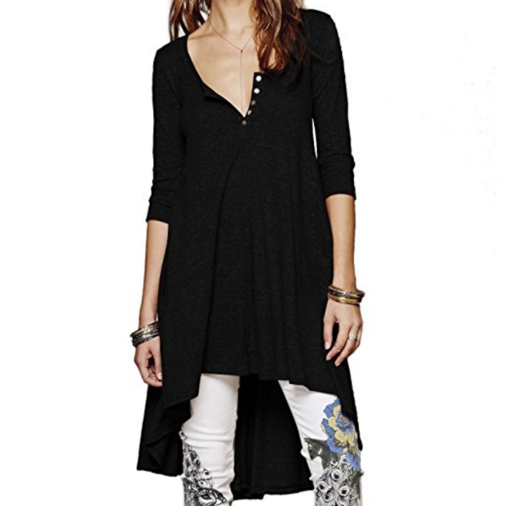 boho henley dress / tunic top - Picture 3 of 7